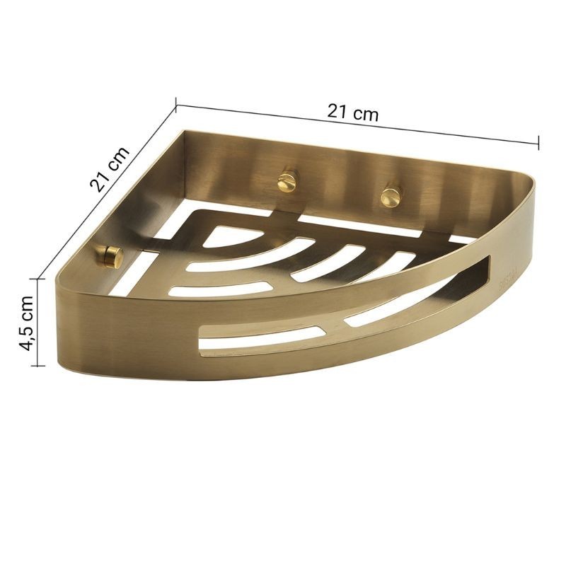 Nerva jabonera de ducha angular para ducha oro mate 210x210x45 mm
