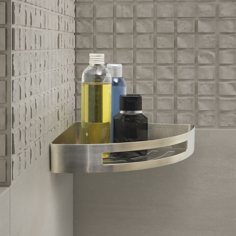 Nerva jabonera de ducha angular para ducha níquel cepillado 210x210x45 mm