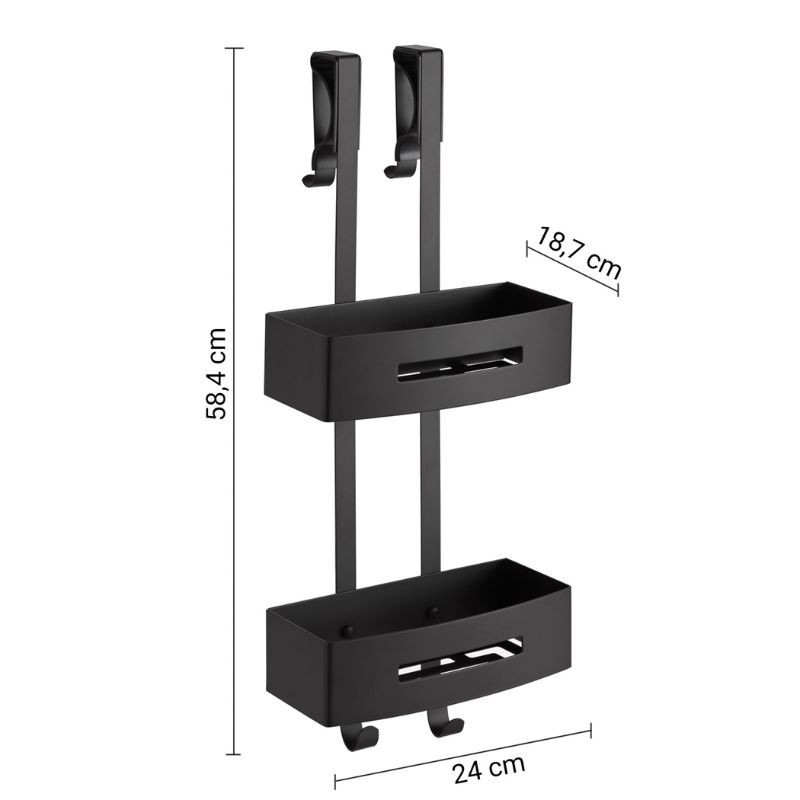 Nerva jabonera de ducha para colgar para ducha negro mate 584X240X187 MM