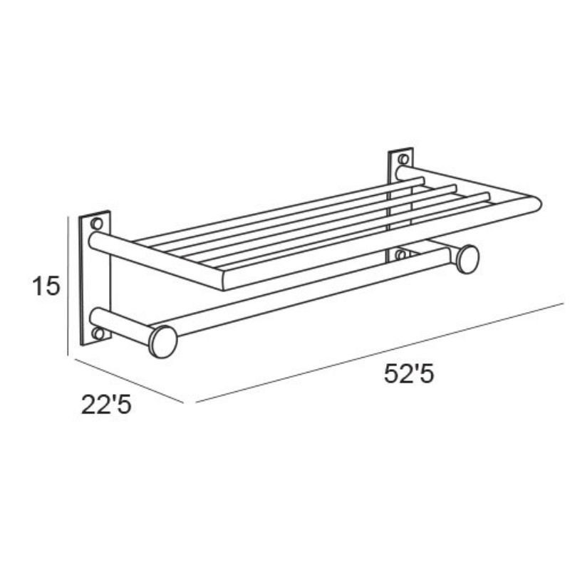 Toallero repisa cromo brillo 52.5x22.5x15 cm con tornillos