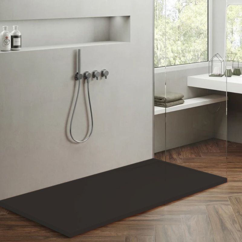 PLATO DUCHA TWINS YL KROMAT GRAPHITE 140X80