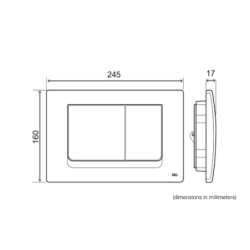 Pulsador Ria ABS antibacteriano para espacios públicos con opción de descarga doble o simple y fuerza optimizada.