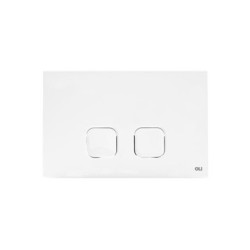 Pulsador Plain diseño minimalista funcional en ABS con botones cóncavo y convexo para cisternas empotradas.