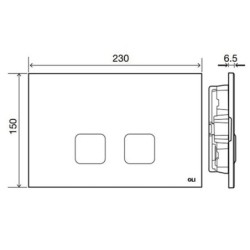 Pulsador Plain diseño minimalista funcional en ABS con botones cóncavo y convexo para cisternas empotradas.