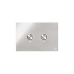 Pulsador Blink contemporáneo acero inoxidable con botones + y - y accionamiento neumático eficiente.