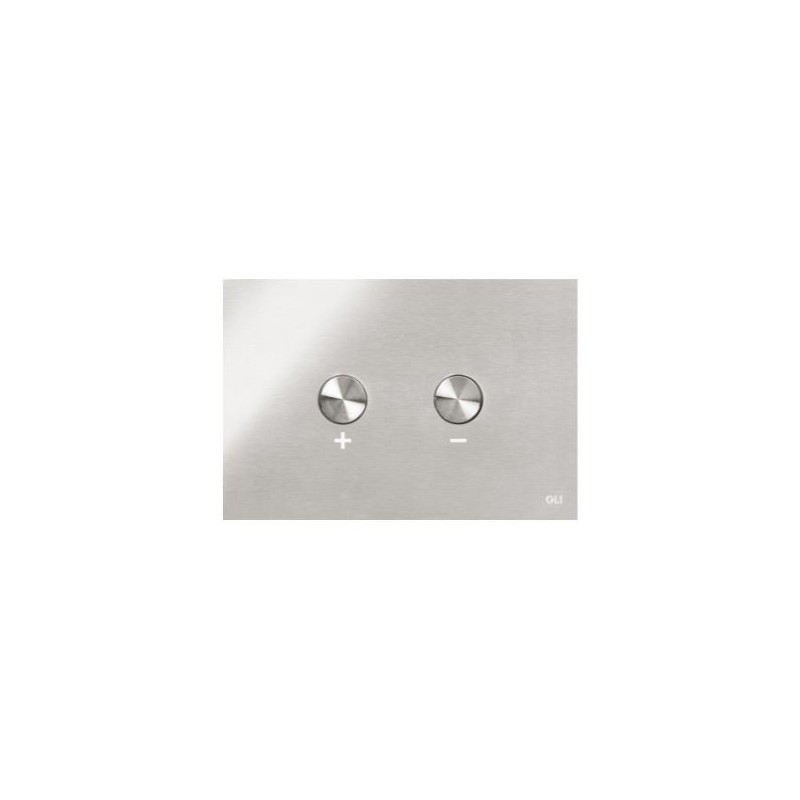Pulsador Blink contemporáneo acero inoxidable con botones + y - y accionamiento neumático eficiente.