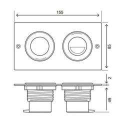 Pulsador mini trend acero inoxidable cromado para pared seca