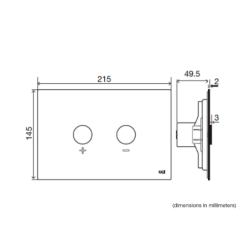 Pulsador Blink contemporáneo acero inoxidable con botones + y - y accionamiento neumático eficiente.