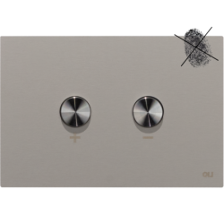 Pulsador Blink contemporáneo acero inoxidable con botones + y - y accionamiento neumático eficiente.
