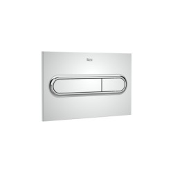 Placa de accionamiento dual Roca modelo PL1, 250x160 mm, dos pulsadores.