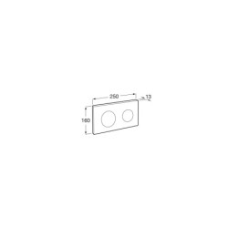 Placa de accionamiento dual Roca modelo PL10, 254x10x164 mm, dos pulsadores.