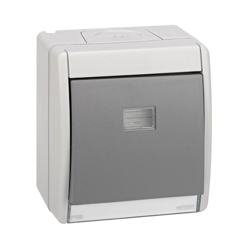 Conmutador monobloc IP55 Simon 44 Aqua gris 10A 250V