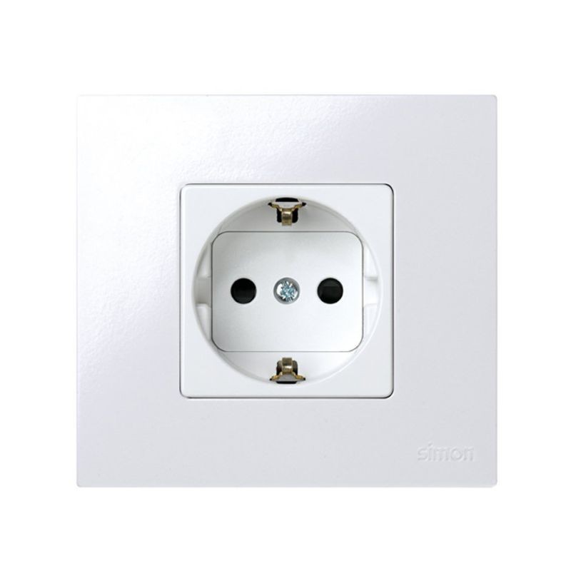 Base Schuko Simon 27 Play blanca 16A 250V con seguridad