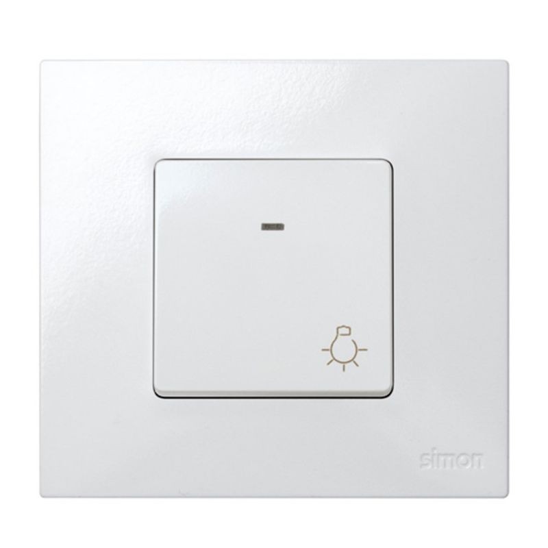 Pulsador con luz Simon 27 Play 10A 250V con grabado símbolo