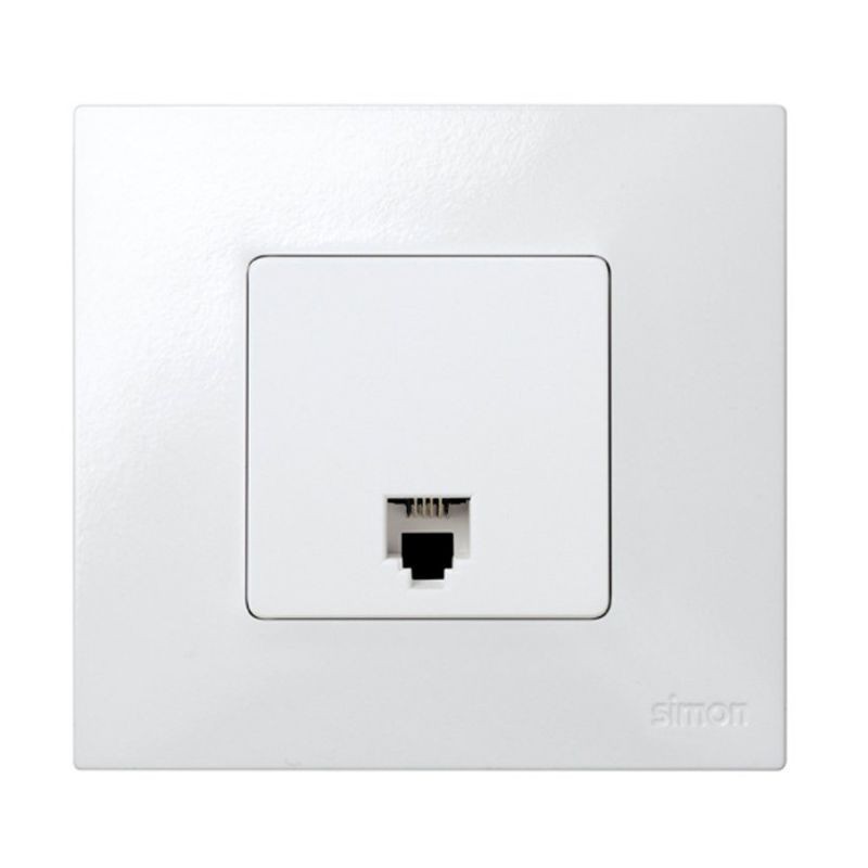 Toma telefónica RJ11 marfil 4 contactos Simon 27 Play 45x45 mm