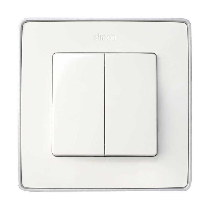 Tecla doble blanca Simon 82 55x55 mm compatible 75/77