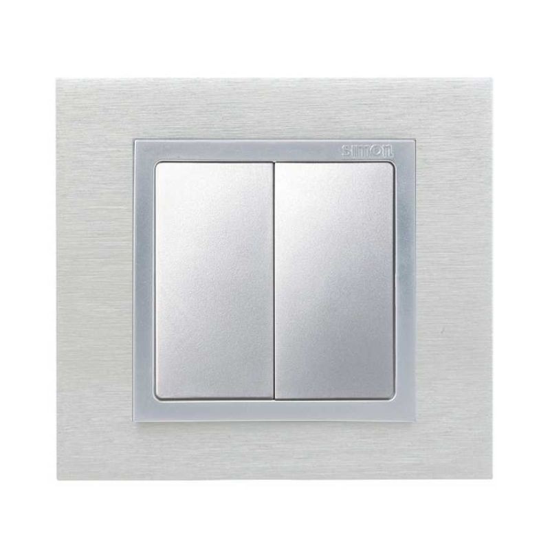 Tecla doble aluminio Simon 82 55x55 mm 6 acabados