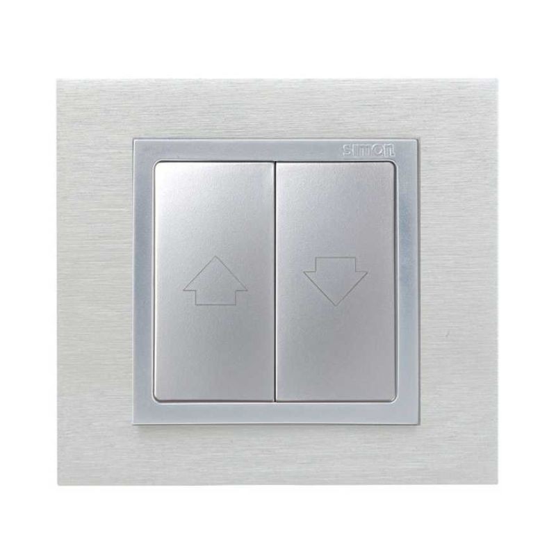 Tecla doble persianas aluminio Simon 82 55x55 mm con grabado