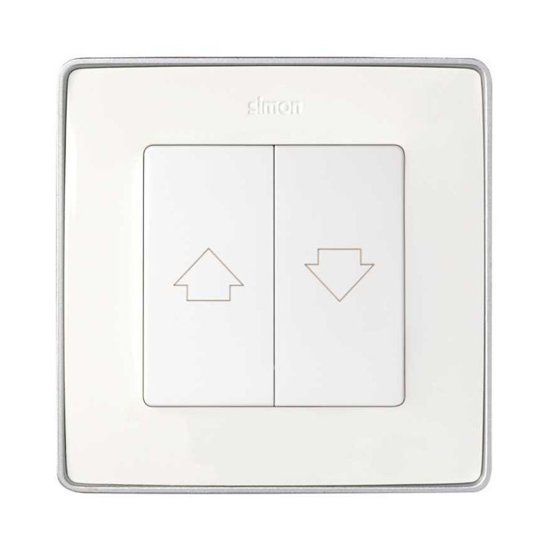 Tecla doble persianas blanca Simon 82 55x55 mm con grabado