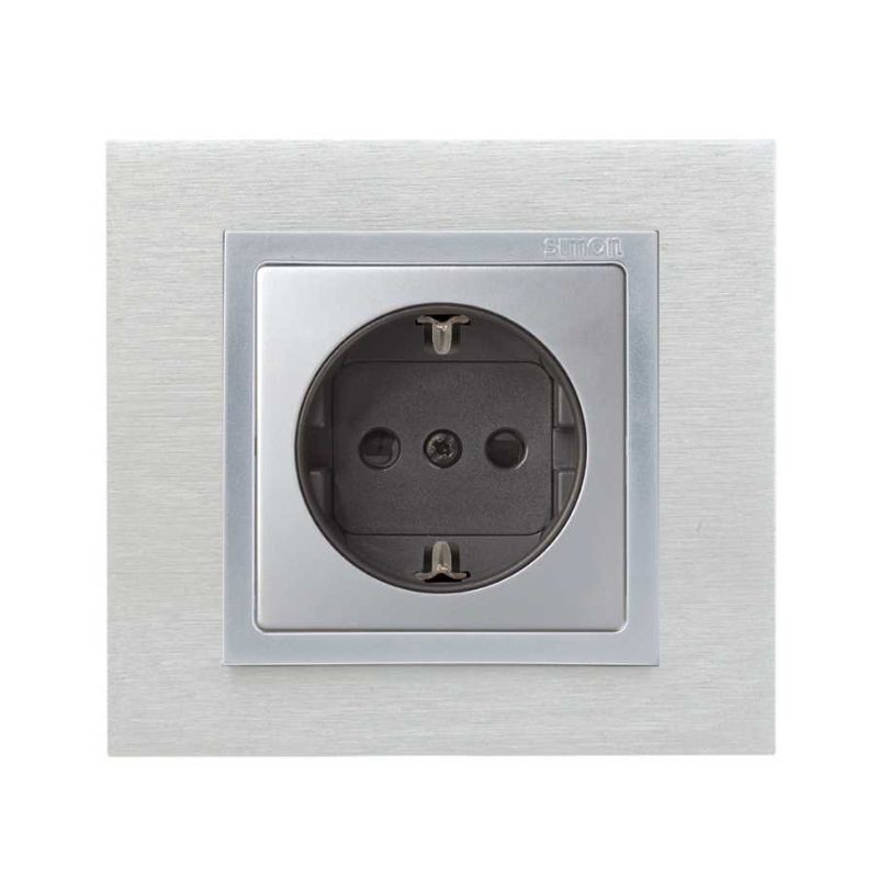 Tapa Schuko aluminio Simon 82 con seguridad 55x55 mm