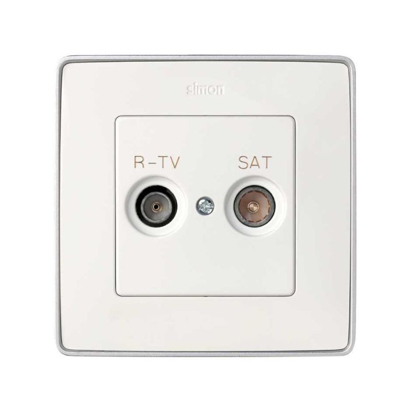 Placa R-TV+SAT blanca Simon 82 para tomas inductivas