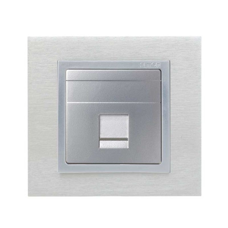 Placa voz y datos RJ45 AMP aluminio Simon 82 con guardapolvo