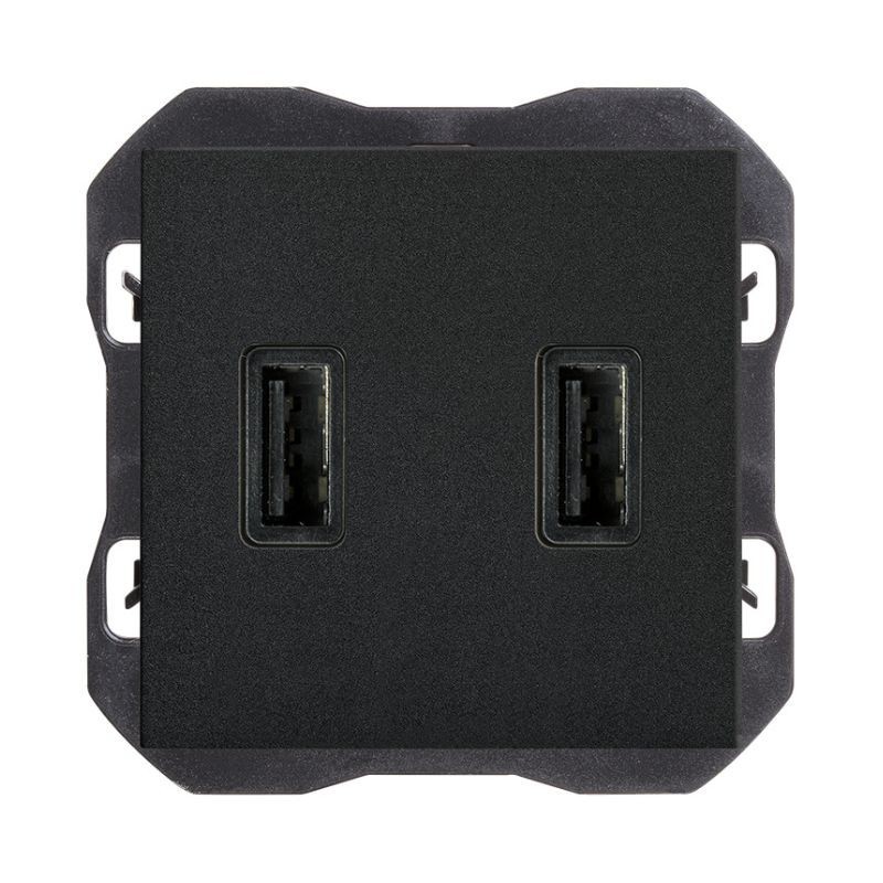 CARGADOR USB DOBLE NEGRO MATE SIMON 270