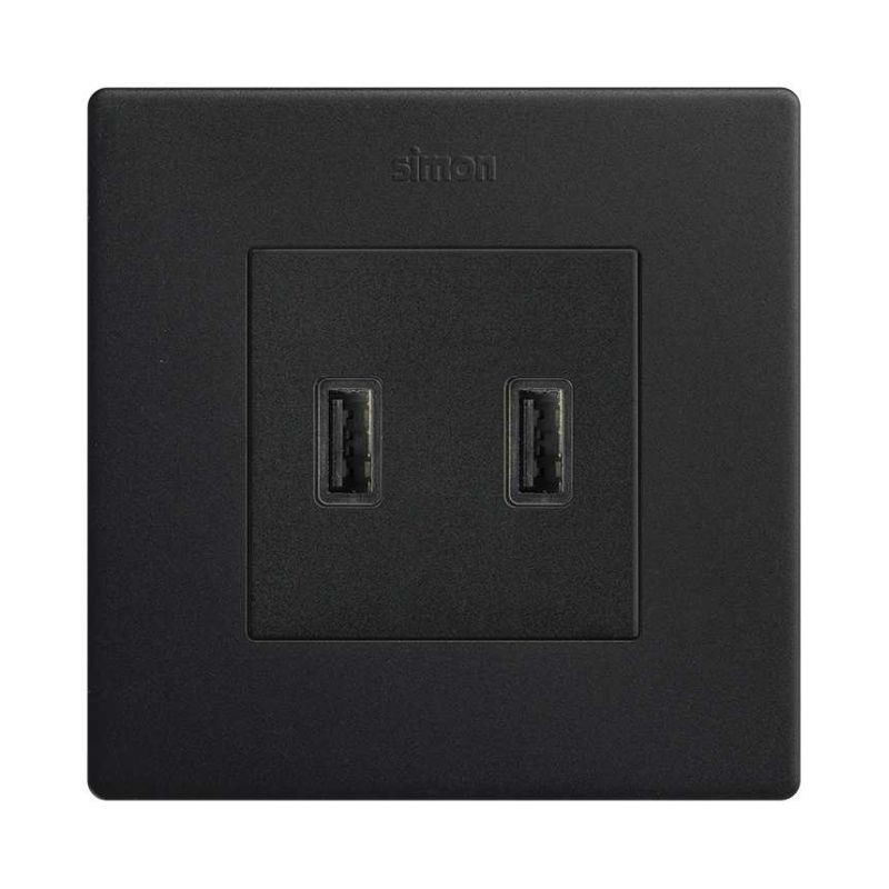 Cargador usb doble 3,1 A tipo a negro mate Simon 270