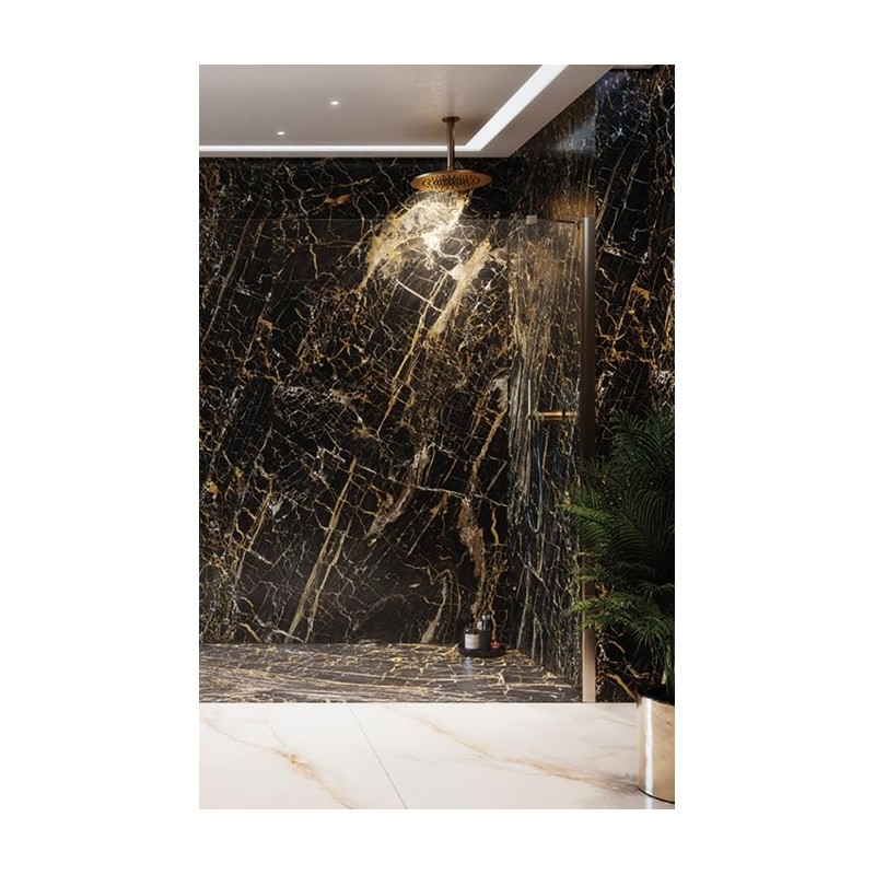 Plato de ducha Imagine Zenon 80x160 cm efecto mármol Black Golden