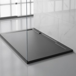 PLATO DUCHA LINE Y KROMAT LISO GRAPHITE 160X90