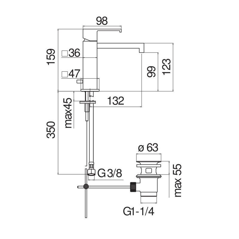 MONOMANDO DE LAVABO MIA CROMO BRILLO