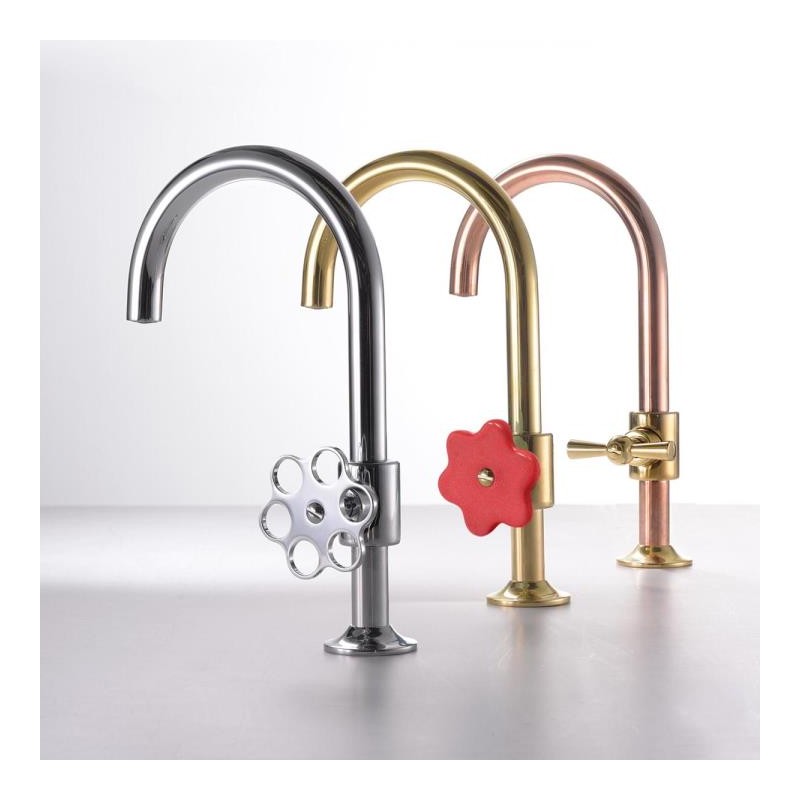 MONOMANDO DE LAVABO TUBS LATERAL VOLANTE FLOR LATÓN CROMO BRILLO
