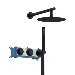 KIT DE DUCHA TERMOSTÁTICA 2 VIAS LOOP NEGRO