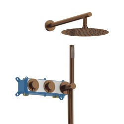 KIT DE DUCHA TERMOSTÁTICA 2 VIAS LOOP ORO ROSADO