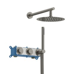 KIT DE DUCHA TERMOSTÁTICA 2 VIAS LOOP NIQUEL CEPILLADO