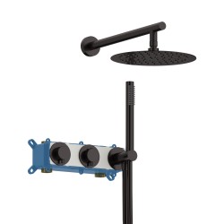 KIT DE DUCHA TERMOSTÁTICA 2 VIAS LOOP GUN METAL