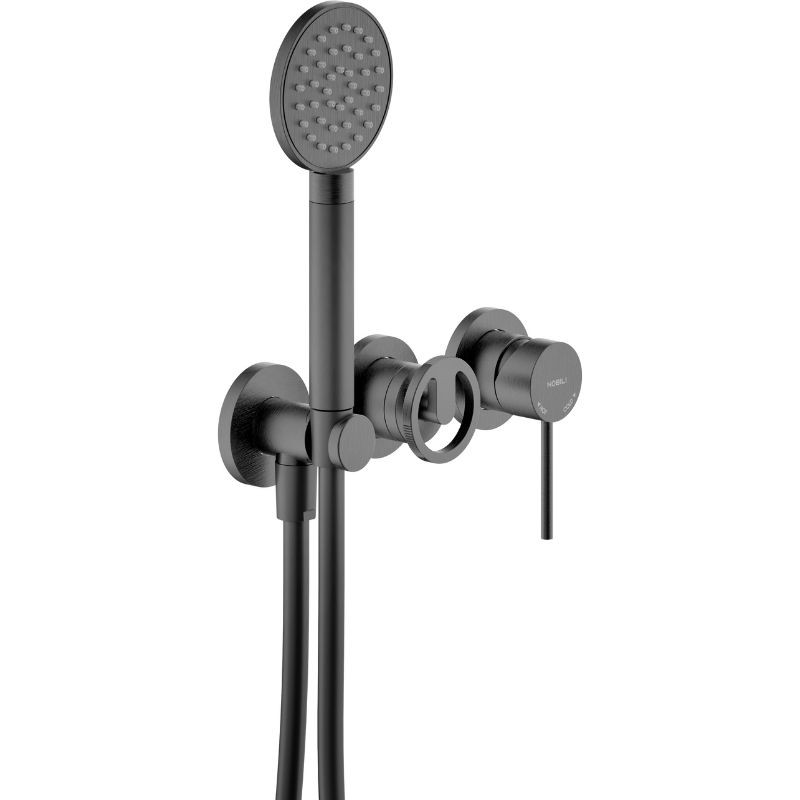 GRIFERÍA MONOMANDO EMPOTRADA DE DUCHA SOLE 2 VÍAS GRAFITE CEPILLADO