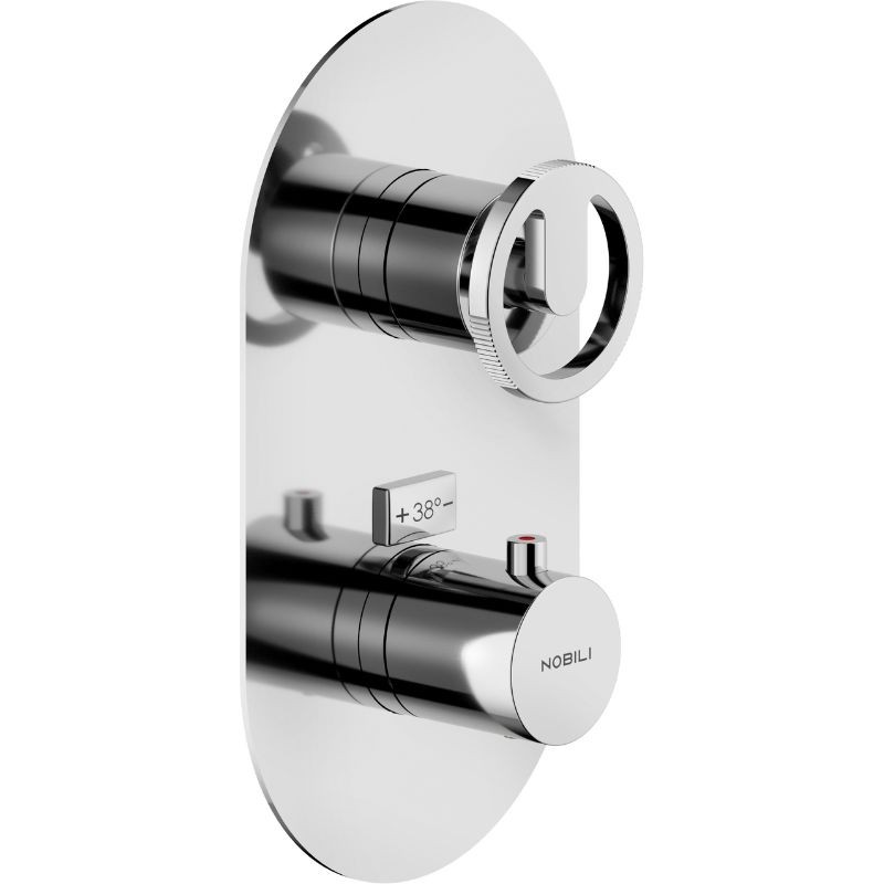 GRIFERÍA MONOMANDO EMPOTRADA TERMOSTÁTICA DE DUCHA SOLE 2 VÍAS CROMO BRILLO