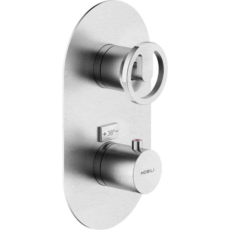 GRIFERÍA MONOMANDO EMPOTRADA TERMOSTÁTICA DE DUCHA SOLE 2 VÍAS INOX CEPILLADO