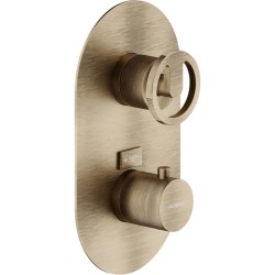 GRIFERÍA MONOMANDO EMPOTRADA TERMOSTÁTICA DE DUCHA SOLE 2 VÍAS CAFFÈ CEPILLADO