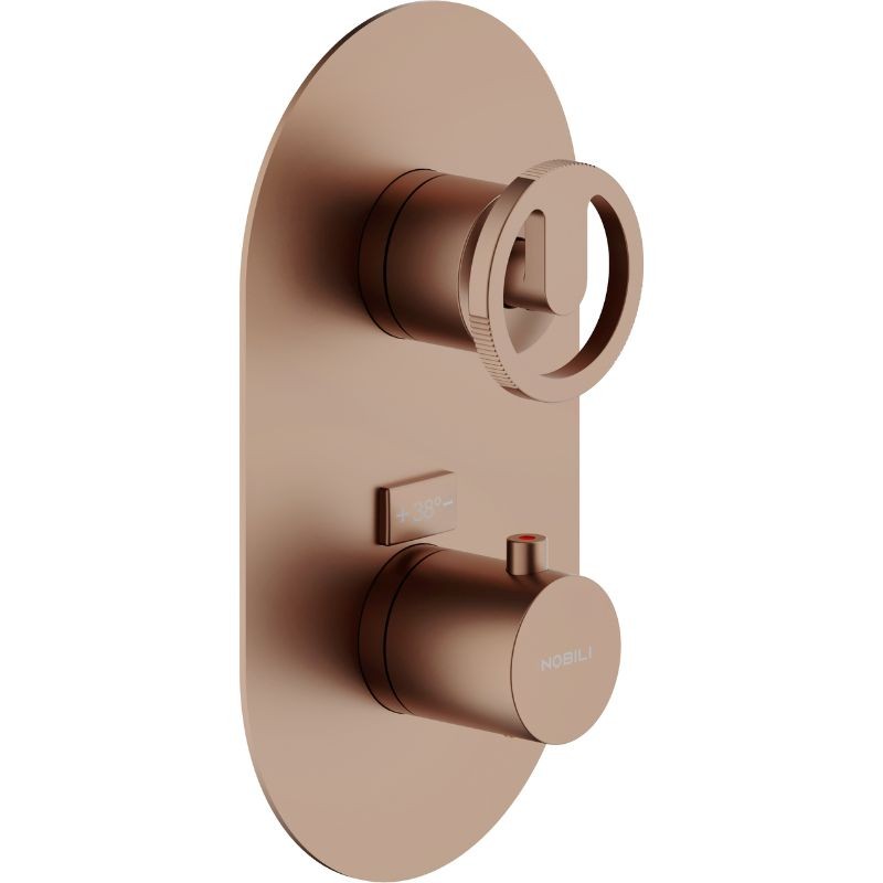 GRIFERÍA MONOMANDO EMPOTRADA TERMOSTÁTICA DE DUCHA SOLE 2 VÍAS TABACCO MATE