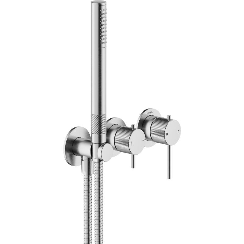 GRIFERÍA MONOMANDO EMPOTRADA DE DUCHA RESPIRO 2 VÍAS INOX CEPILLADO