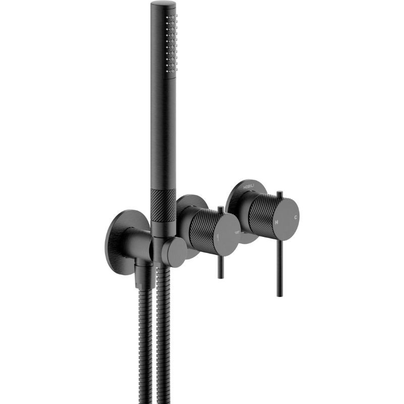 GRIFERÍA MONOMANDO EMPOTRADA DE DUCHA RESPIRO 2 VÍAS GRAFITE CEPILLADO