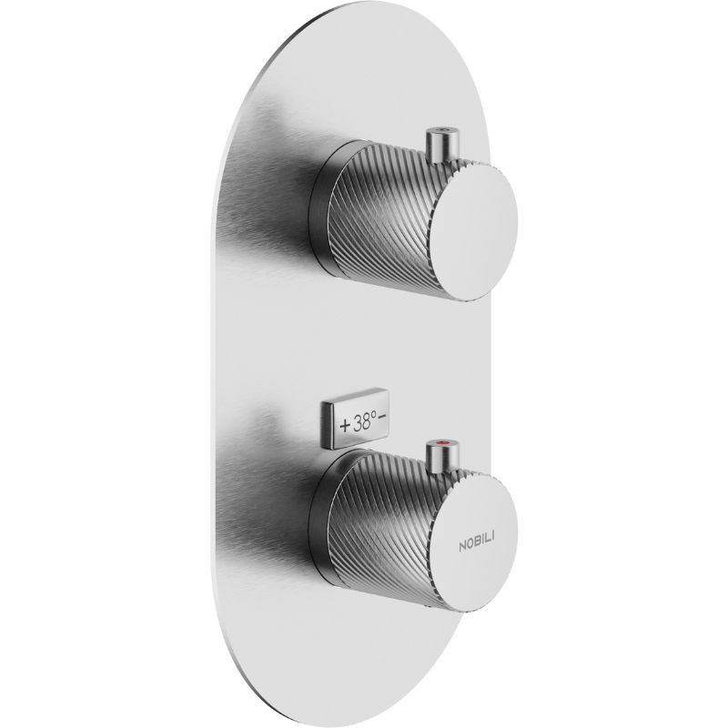 GRIFERÍA MONOMANDO EMPOTRADA TERMOSTÁTICA DE DUCHA RESPIRO 2 VÍAS INOX CEPILLADO