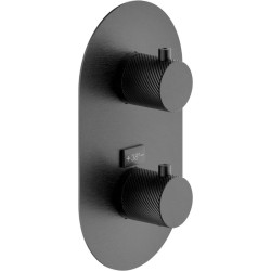 GRIFERÍA MONOMANDO EMPOTRADA TERMOSTÁTICA DE DUCHA RESPIRO 2 VÍAS GRAFITE CEPILLADO