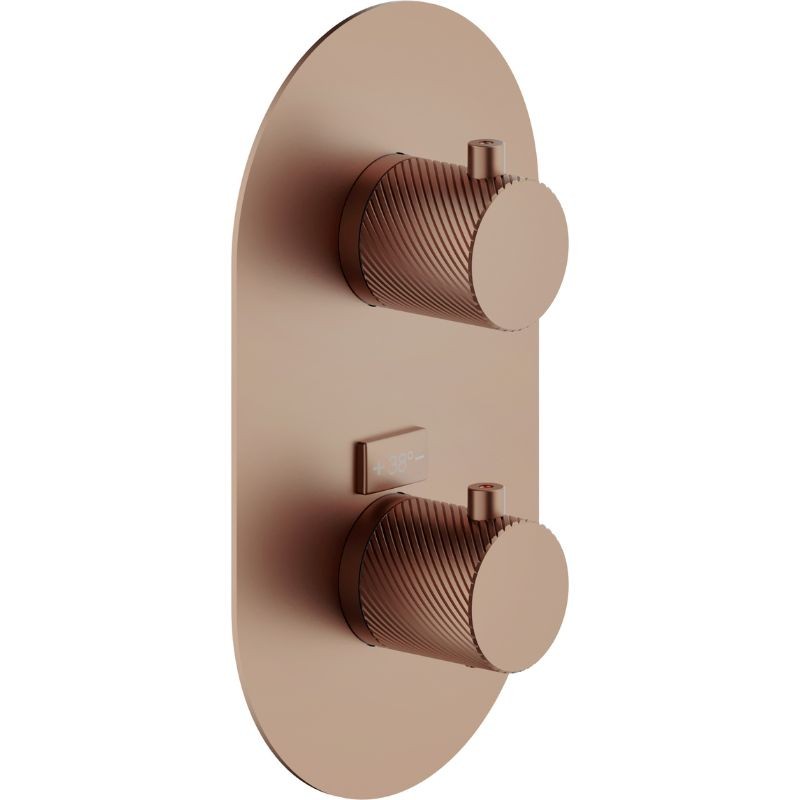 GRIFERÍA MONOMANDO EMPOTRADA TERMOSTÁTICA DE DUCHA RESPIRO 2 VÍAS TABACCO MATE