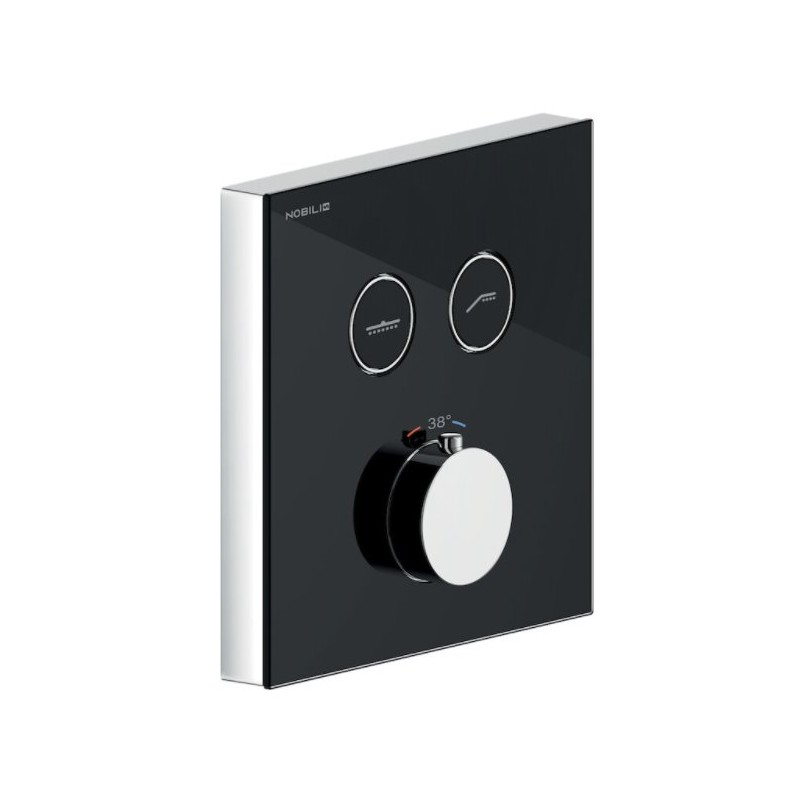 GRIFERÍA DE EMPOTRAR ON/OFF MONOMANDO DE 2 VIAS DUCHA CROMO-NEGRO BRILLO