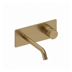 MONOMANDO DE LAVABO MURAL CON CAÑO DE 18CM LOOP K ORO CEPILLADO