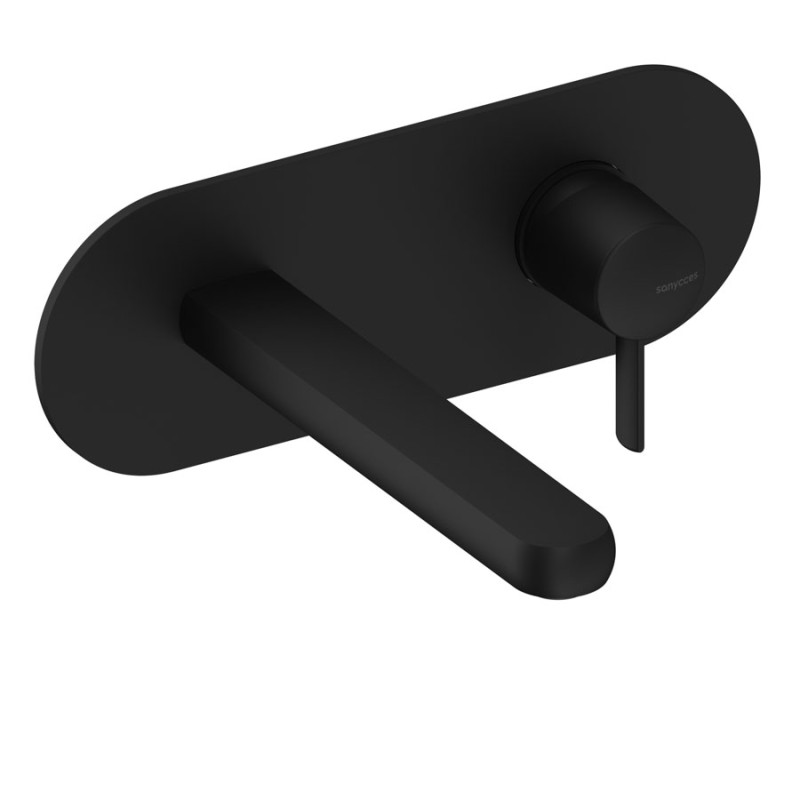 MONOMANDO DE LAVABO EMPORTADO OVAL DEDAL PIN NEGRO MATE