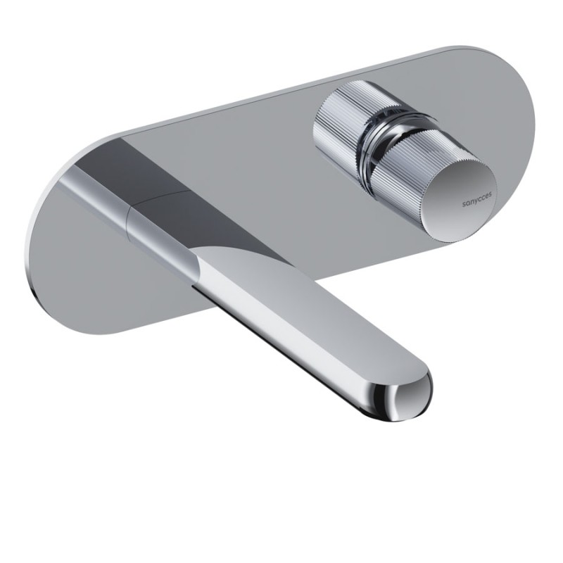 MONOMANDO DE LAVABO EMPORTADO OVAL DEDAL PLISSÉ CROMO